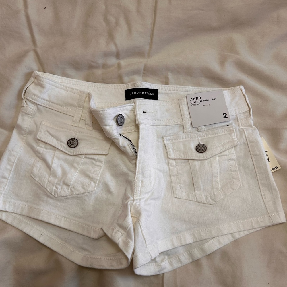 Aeropostale Women's Cream Jean Shorts